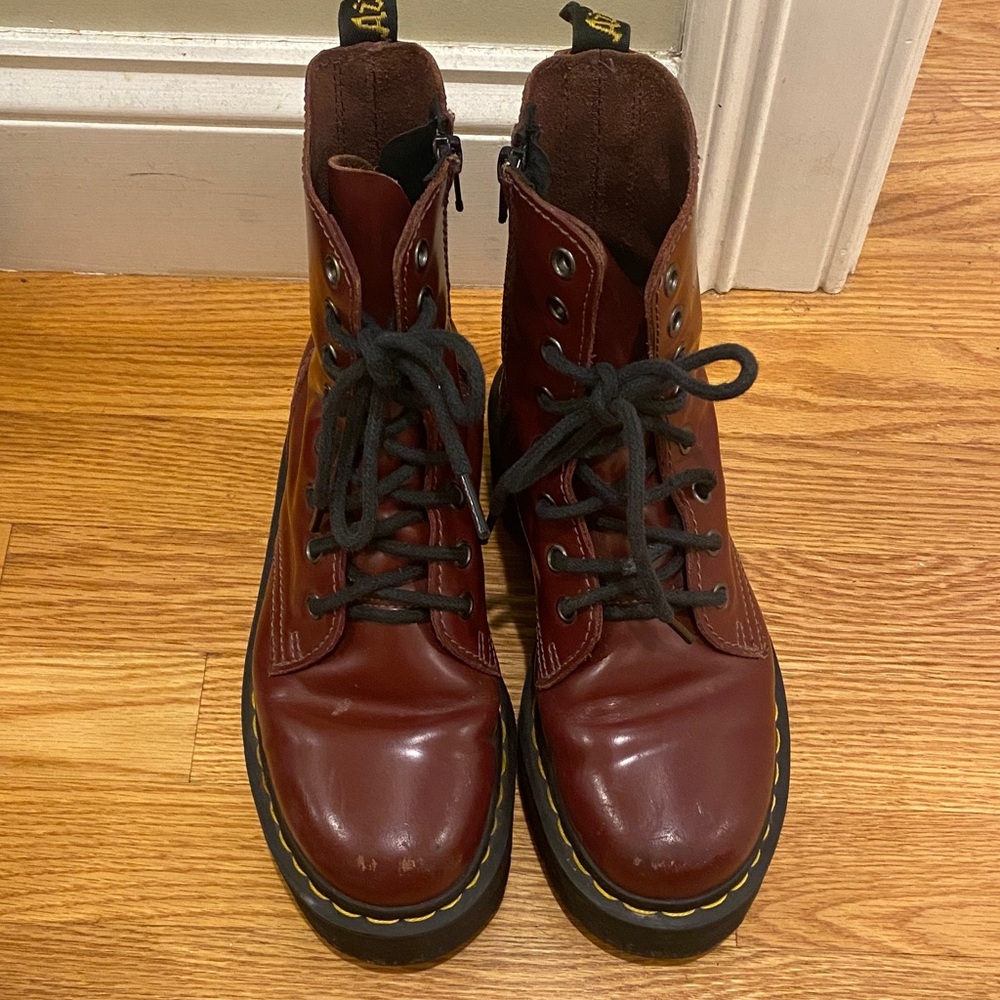 Dr. Martens  maroon Red Lace-Up Boots